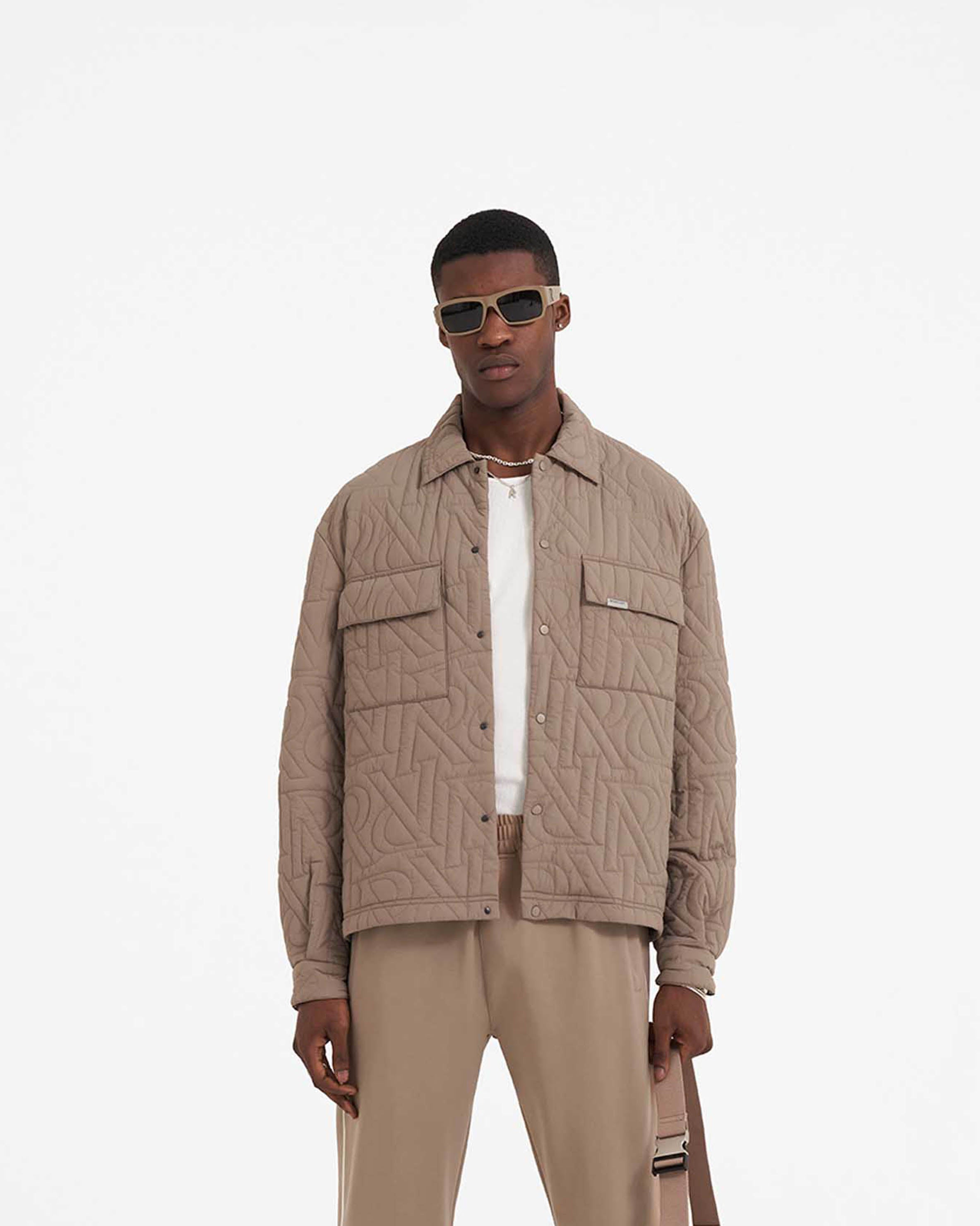 Initial Quilted Overshirt - Mushroom
